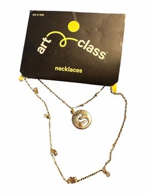 art class Gold Initial S Disc Layered Necklace